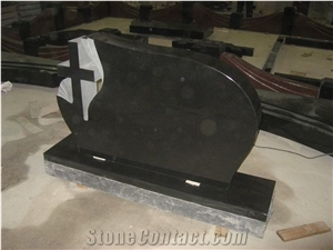 Black Granite Cross Design Headstone