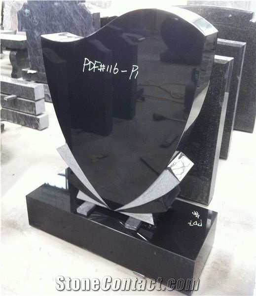 Black Granite Engraved Upright Monument 20