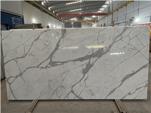 Calacatta White Quartz Slabs  SKY-001 Artificial Stone Slab