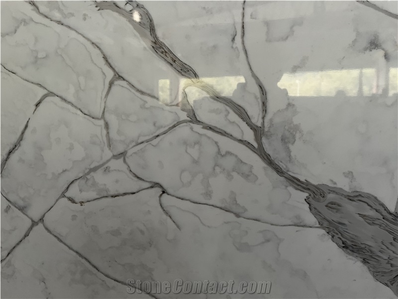 Calacatta White Quartz Slabs  SKY-001 Artificial Stone Slab