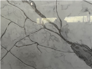 Calacatta White Quartz Slabs  SKY-001 Artificial Stone Slab