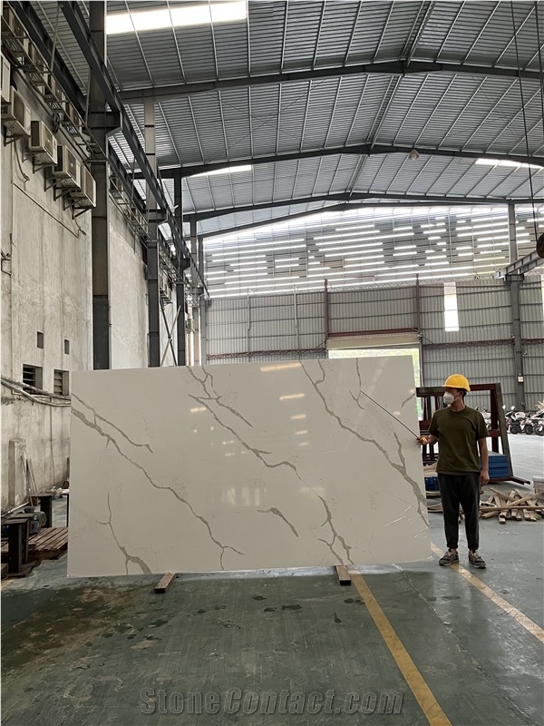 Calacatta White Super Big Quartz Slabs 3500X2000
