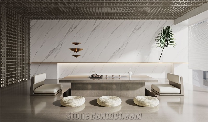 Carrara White Sintered Stone Slabs & Wall Tiles Endmatch