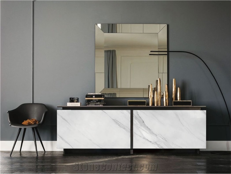 Gilded White Sintered Stone Floor Tiles