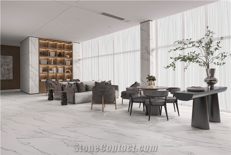 Gilded White Sintered Stone Floor Tiles