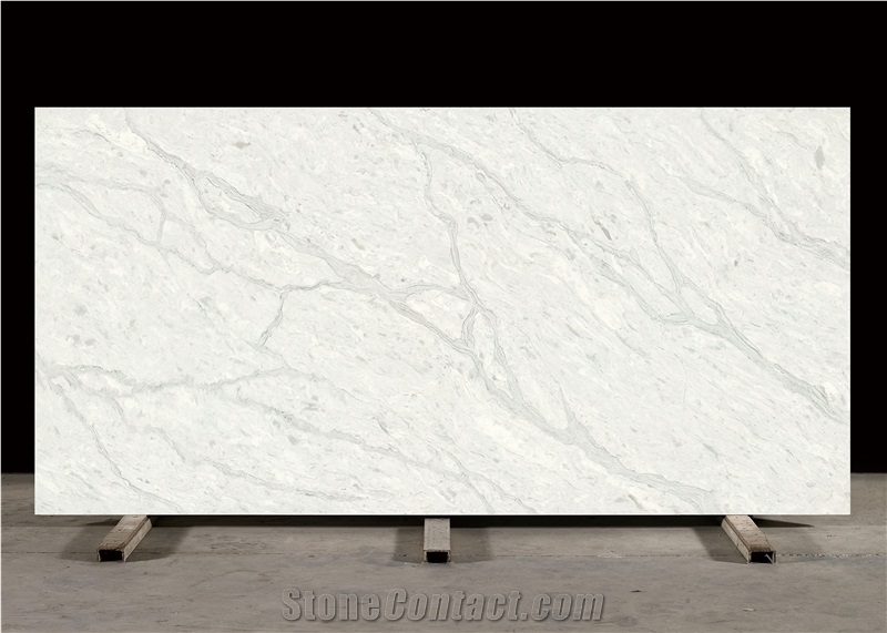 Light Grey Cararra Vein Quartz SKY-1280 Quartz Tiles
