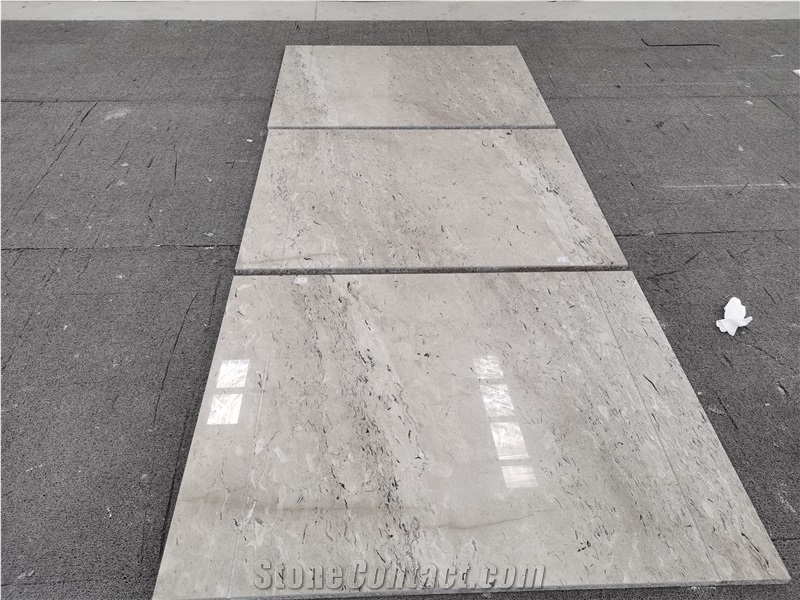 Light Grey With Black Feather Vein Composite Stone Tiles