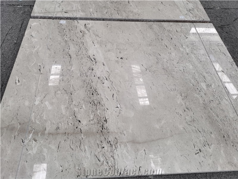 Light Grey With Black Feather Vein Composite Stone Tiles