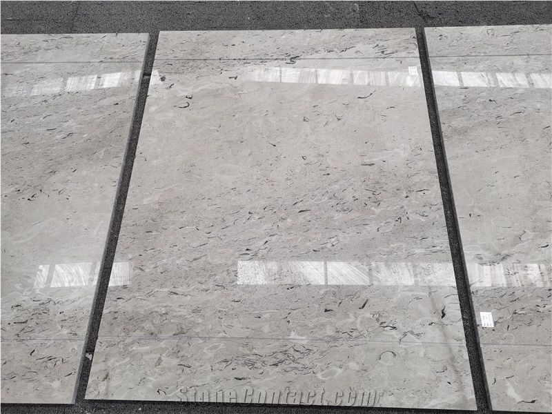 Light Grey With Black Feather Vein Composite Stone Tiles