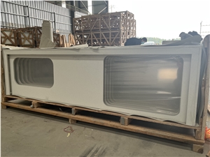 White Quratz Artificial Stone Kitchen Countertops