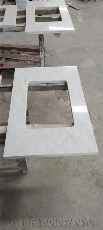 White Quratz Artificial Stone Kitchen Countertops