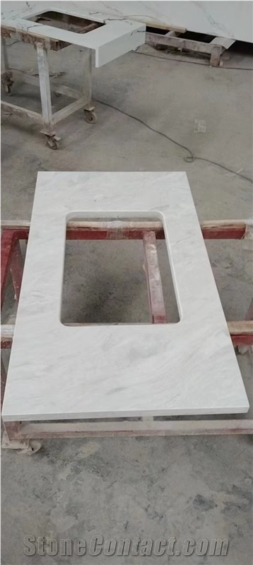 White Quratz Artificial Stone Kitchen Countertops