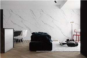 White Vein Sintered Stone Wall 6Mm 3 Faces Endmatch