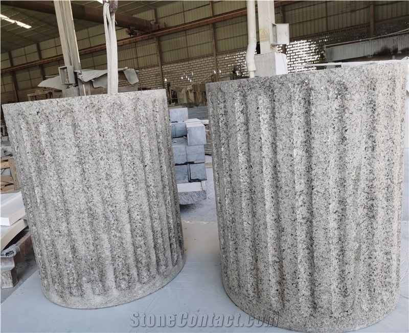 Butterfly Green Carved Column Stone Pillar