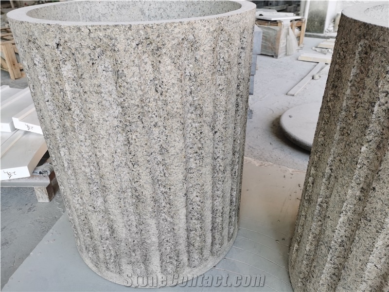 Butterfly Green Carved Column Stone Pillar