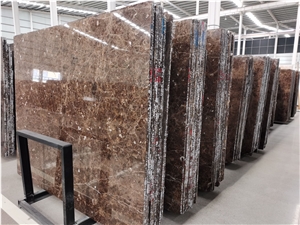 Emperador Dark Maron Marble Slabs Hotel Floor Tiles Project