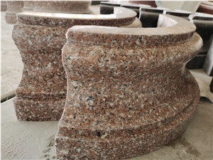 G681 Column Base Red Flower Granite Carved Column Veneer
