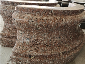 G681 Column Base Red Flower Granite Carved Column Veneer