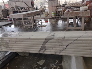 Snow White Marble Carrara Carved Column Pillar