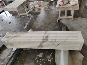 Snow White Marble Carrara Carved Column Pillar