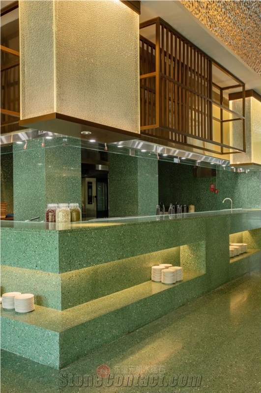 Artificial Stone Chinese Terrazzo Slab Tile Hunlunbuir Green