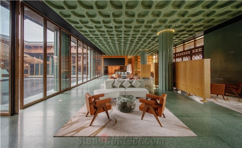 Artificial Stone Chinese Terrazzo Slab Tile Hunlunbuir Green