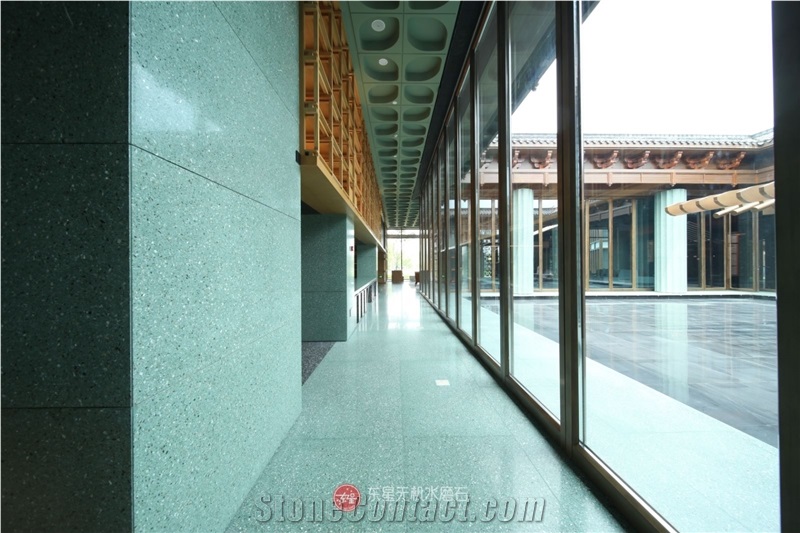 Artificial Stone Chinese Terrazzo Slab Tile Hunlunbuir Green