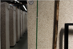 Cream Color Artificial Stone Golden Beach Terrazzo Slabs