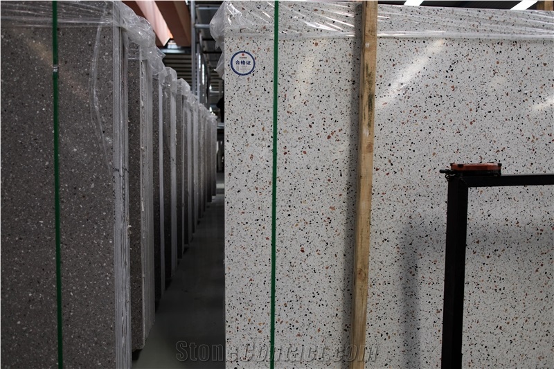 Top Quality Artificial Stone White Color Cement Terrazzo Tile
