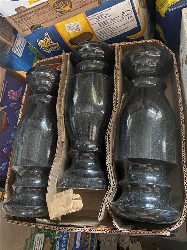Antik Nero Gabbro Granite Vases