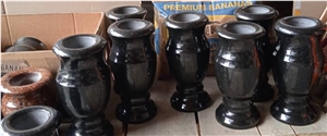 Antik Nero Gabbro Granite Vases