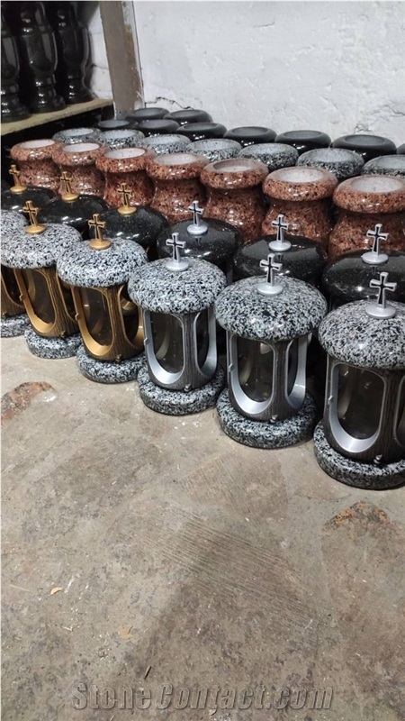 Grey Ukraine Granite Monumental Vases