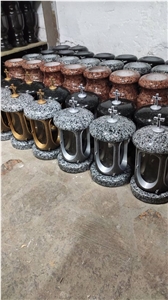 Grey Ukraine Granite Monumental Vases