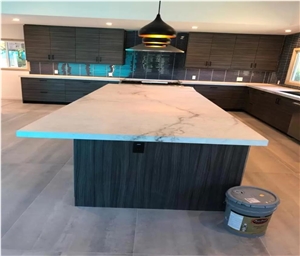 Quarzo Quartz Kitchen Island Countertop Install