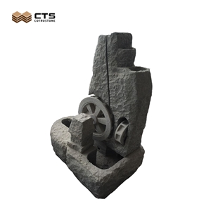 Carving Stone Walkway Side Small Waterfall Fountain Rock Carving Stone Walkway Side Small Waterfall Fountain Rock