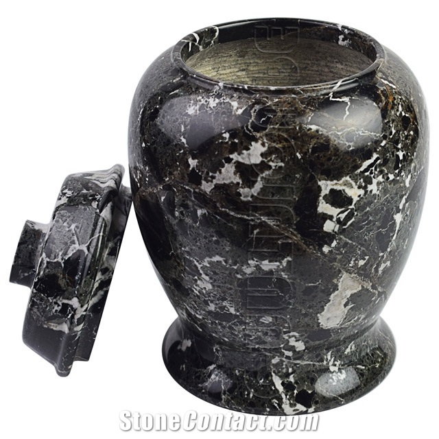 Archaic Urn Black Zebra Marble