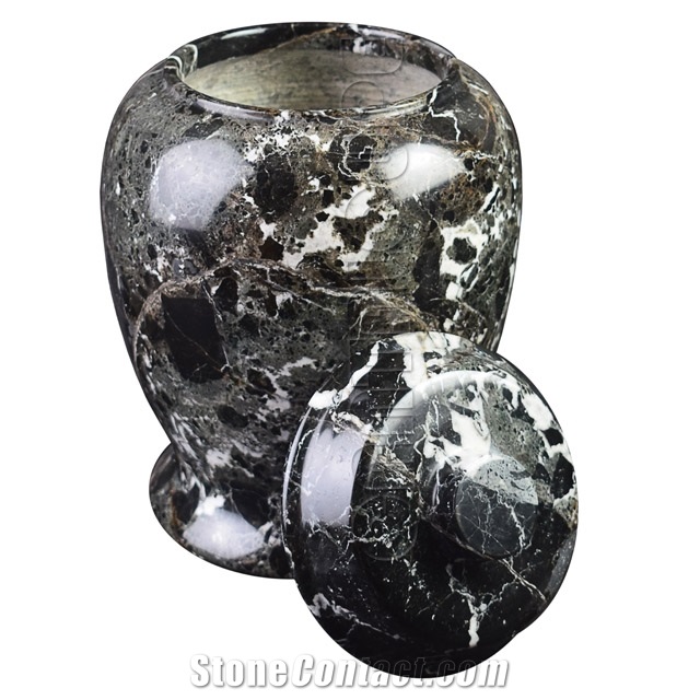 Archaic Urn Black Zebra Marble