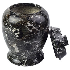 Archaic Urn Black Zebra Marble