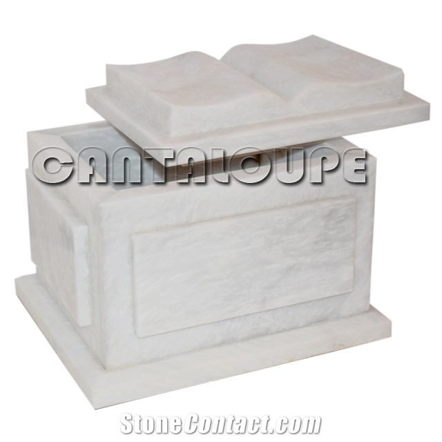 Bible Cremation Urn White Marble