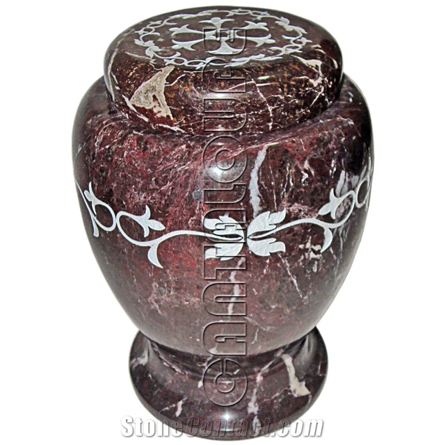 Chevron Urns Laser Engraved Red Zebra Marble