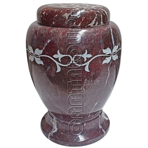 Chevron Urns Laser Engraved Red Zebra Marble