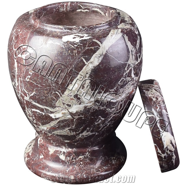 Chevron Urns Red Zebra Marble