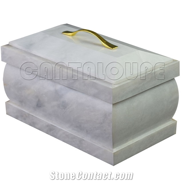 Coffin Cremation  Urn White Marble