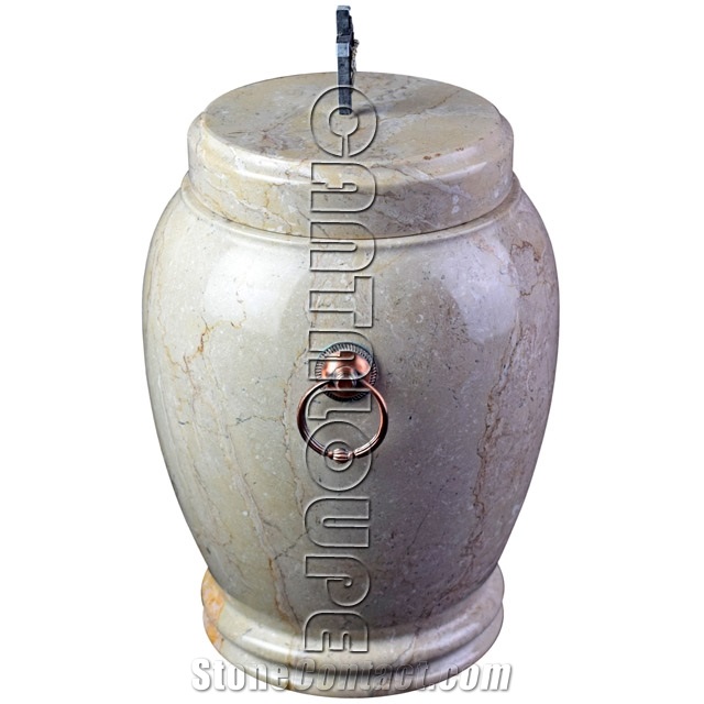 Colossal Cremation Urn Botticino Cream Marble
