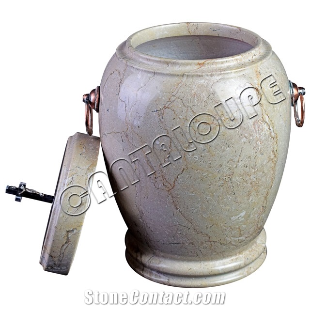 Colossal Cremation Urn Botticino Cream Marble
