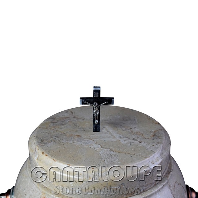 Colossal Cremation Urn Botticino Cream Marble