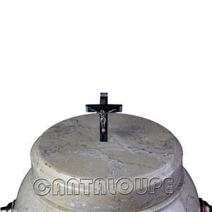 Colossal Cremation Urn Botticino Cream Marble