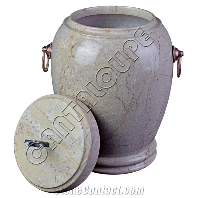 Colossal Cremation Urn Botticino Cream Marble