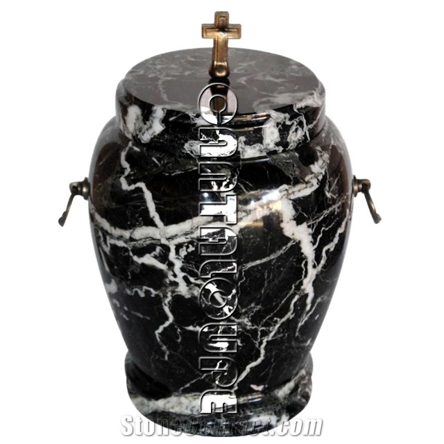 Colossal Cremation Urns Black Zebra Marble