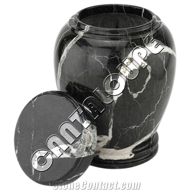 Colossal Cremation Urns Black Zebra Marble